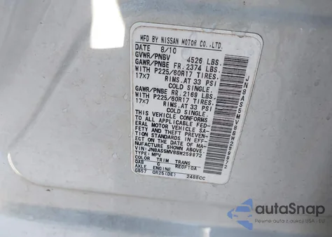 2011 Nissan Rogue Sv z USA, uszkodzony, nr VIN JN8AS5MV8BW259972